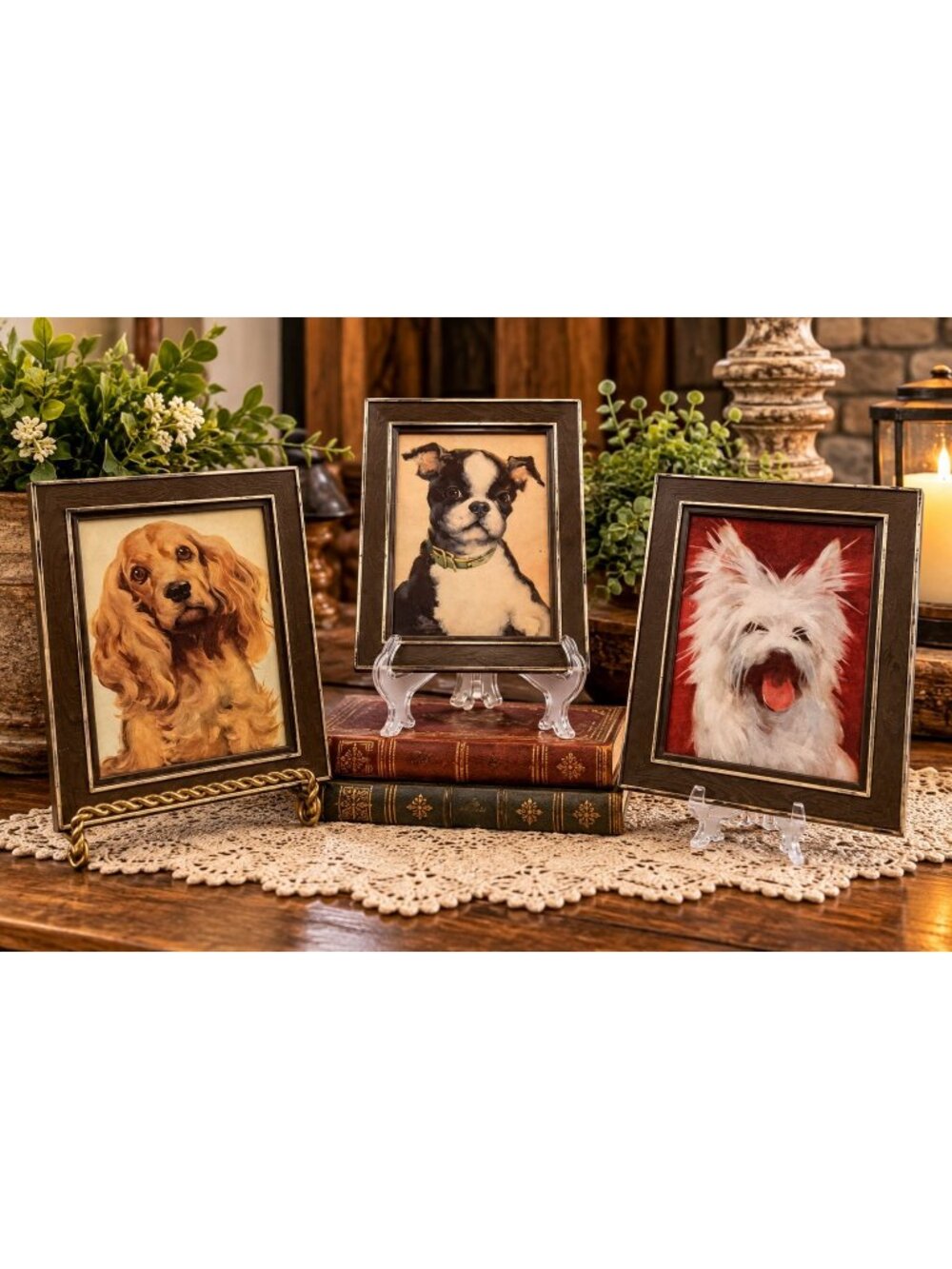 3 Vintage Dog Litho Prints Boxer Yorkie Cockerspaniel by Florence Kroger